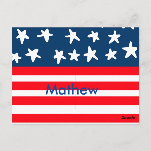 7月4日独立記念日名前テキスト米国旗 ポストカード (裏面)