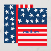 7月4日独立記念日 名前を追加 テキスト 米国国旗 ポストカード (正面/裏面)