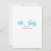 7月4日独立記念日 名前テキスト カスタム 招待状 (裏面)