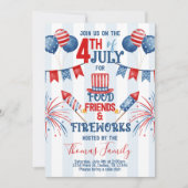 7月4日独立記念日BBQパーティの招待状 招待状 (正面)