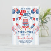 7月4日独立記念日BBQパーティの招待状 招待状 (スタンド正面)