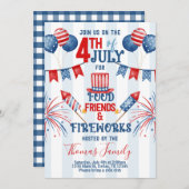 7月4日独立記念日BBQパーティの招待状 招待状 (正面/裏面)