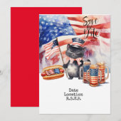 7月4日猫の招待状　保存日付 招待状 (正面/裏面)