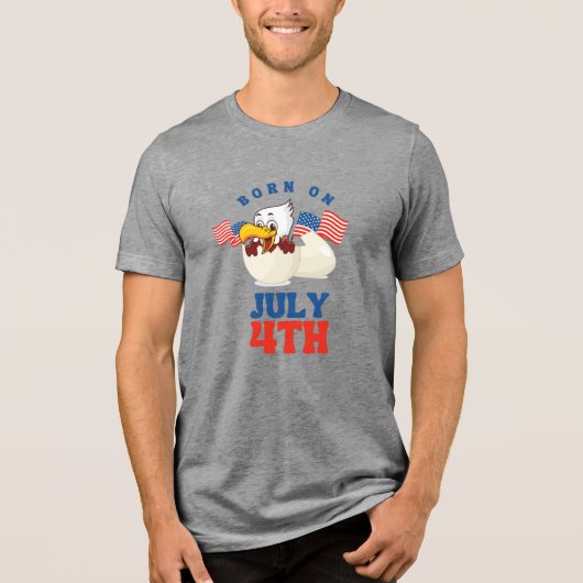 7月4日生まれのイーグルTシャツ  冗談 トライブレンドＴシャツ (正面)