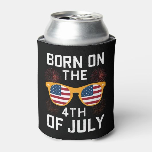 7月4日生まれの誕生日サングラス USA 缶クーラー (缶正面)