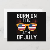 7月4日生まれの誕生日サングラスUSA ポストカード (正面/裏面)