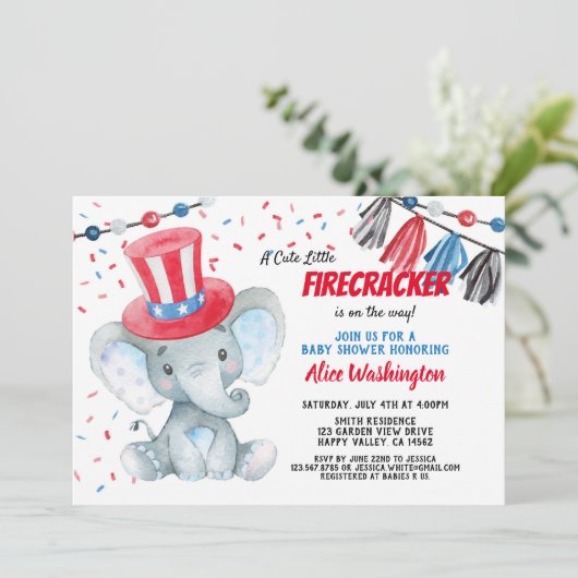 7月4日男の子のベビーシャワー 招待状 (スタンド正面)