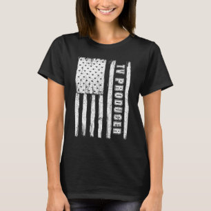 7月4日男性へアメリカ国旗のTVプロデューサー Tシャツ