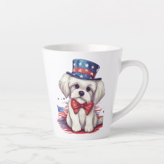 7月4日白可愛い子犬43568 カフェラテマグ (右)