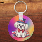 7月4日白可愛い子犬43568 キーホルダー (裏面)