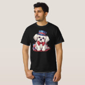 7月4日白可愛い子犬43568 Tシャツ (正面フル)