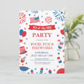 7月4日祭りバーベキュー境界フレーム 招待状 (スタンド正面)