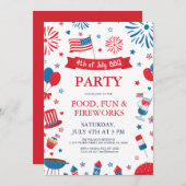 7月4日祭りバーベキュー境界フレーム 招待状 (正面/裏面)
