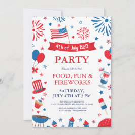 7月4日祭りバーベキュー境界フレーム 招待状