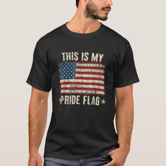 7月4日私のプライド国旗USAアメリカン・パット Tシャツ