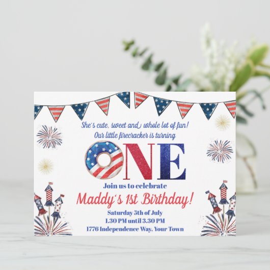 7月4日第1誕生日 招待状 (スタンド正面)