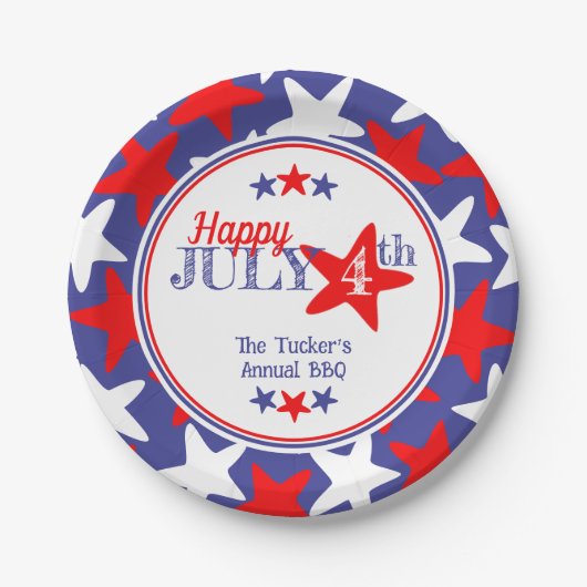 7月4日第4星赤白青愛国心 ペーパープレート (正面)