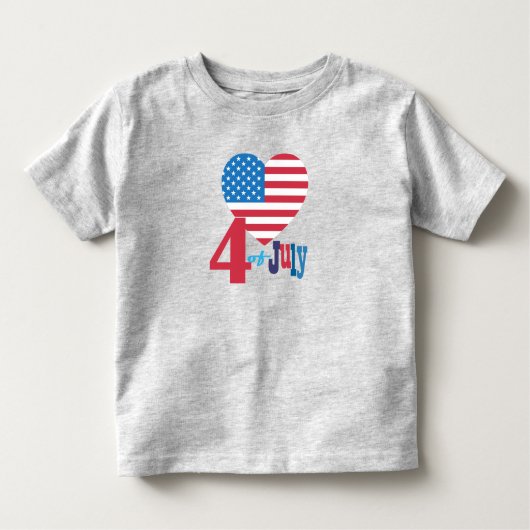 7月4日米国国旗ハート国旗 トドラーTシャツ (正面)