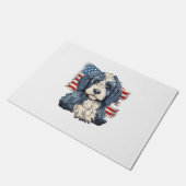 7月4日米国国旗Bernedoodle犬Tシャツ ドアマット (アングル)
