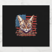 7月4日米国国旗Savannah Cat スパークリングワインラベル (シングルラベル)
