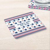 7月4日紅白青の愛国広場 スクエアペーパーコースター (アングル)