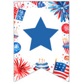 7月4日紅白・青ハッピーバースデー バンティングフラッグ (第1の旗)