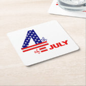 7月4日紙ドリンクコースター スクエアペーパーコースター (アングル)