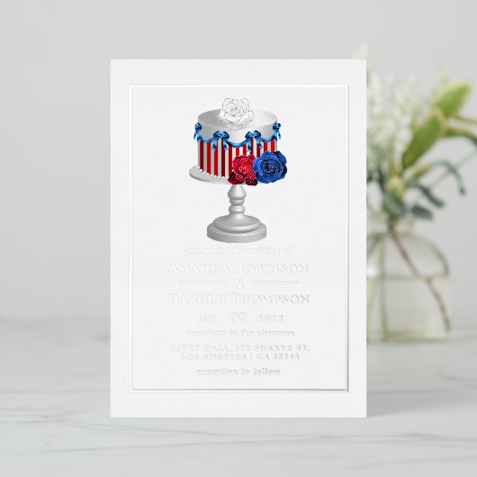 7月4日結婚の 箔招待状 (立ち正面)