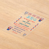 7月4日結婚式招待状フラグの色 アクリル招待状 (レイダウン)