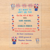 7月4日結婚式招待状フラグの色 アクリル招待状 (正面)