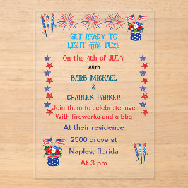 7月4日結婚式招待状フラグの色 アクリル招待状