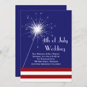 7月4日結婚式招待状付ストライプき 招待状 (正面/裏面)