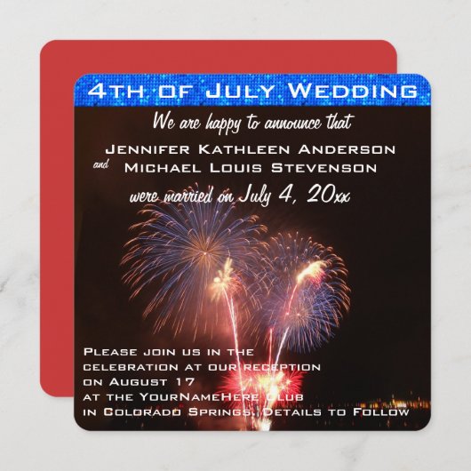 7月4日結婚発表 招待状 (正面/裏面)