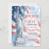 7月4日自由・米国国旗のイラストレーション 招待状 (正面)