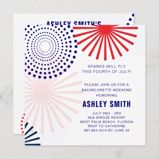 7月4日花嫁の友達の週末の招待状 招待状 (正面/裏面)