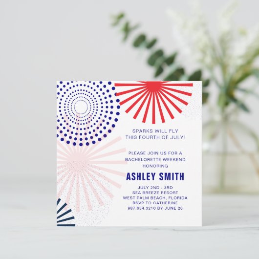 7月4日花嫁の友達の週末の招待状 招待状 (スタンド正面)