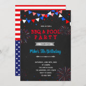 7月4日花火の誕生日 招待状 (正面/裏面)