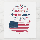 7月4日花火アメリカ赤白青国旗 ワインラベル (シングルラベル)