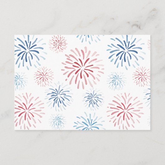 7月4日花火ディスプレイ ウェディングシャワー レジストリー エンクロージャーカード (裏面)