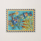 7月4日花火ロボット爆竹スチームパンク ジグソーパズル (横)