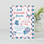 7月4日花火 アメリカ国旗 BBQパーティー 招待状 (スタンド正面)