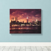 7月4日花火（マンハッタンの後ろ） キャンバスプリント (インサイチュ (ウッドフロア))