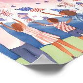 7月4日花火 | 水彩USA国旗 ポスター (角)