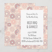 7月4日花火 独立記念日 BBQ 招待状 (正面/裏面)