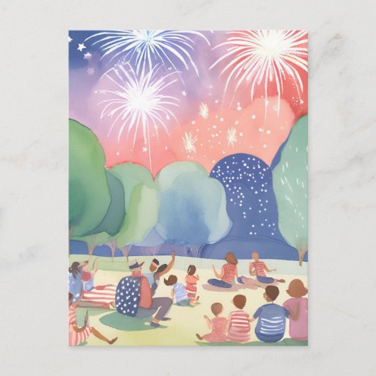 7月4日花火 | 赤白青 シーズンポストカード (正面)
