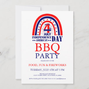 7月4日花火 BBQ パーティーの招待状 招待状