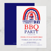 7月4日花火 BBQ パーティーの招待状 招待状 (正面/裏面)