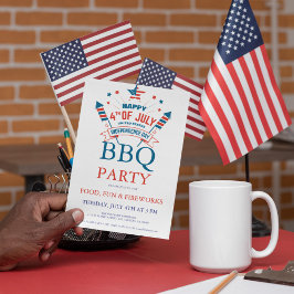 7月4日花火 BBQ パーティーの招待状 招待状