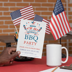 7月4日花火 BBQ パーティーの招待状 招待状