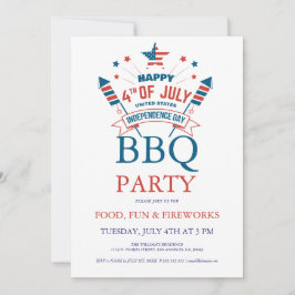 7月4日花火 BBQ パーティー招待状 招待状